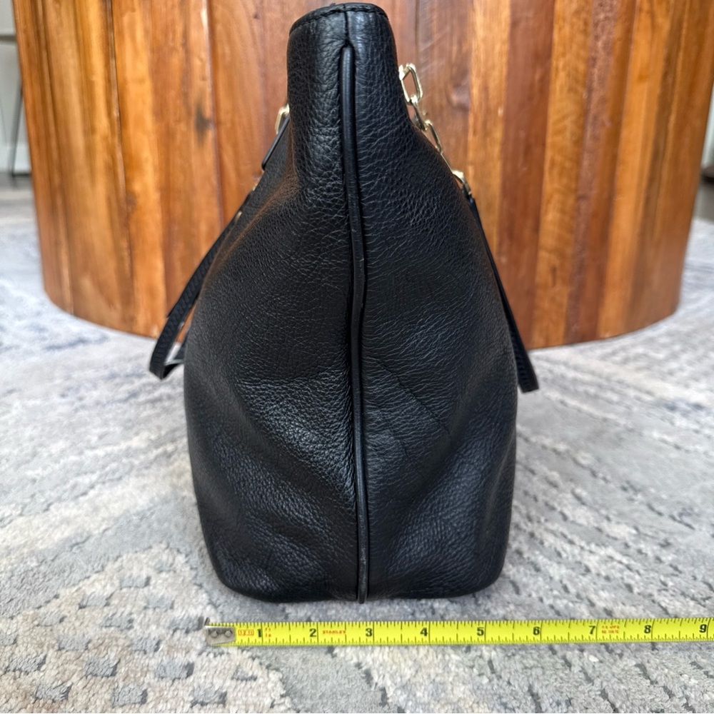 Tory Burch Tote Handbag Shoulder Bag Black Pebbled Leather Read F - Picture 4 of 14